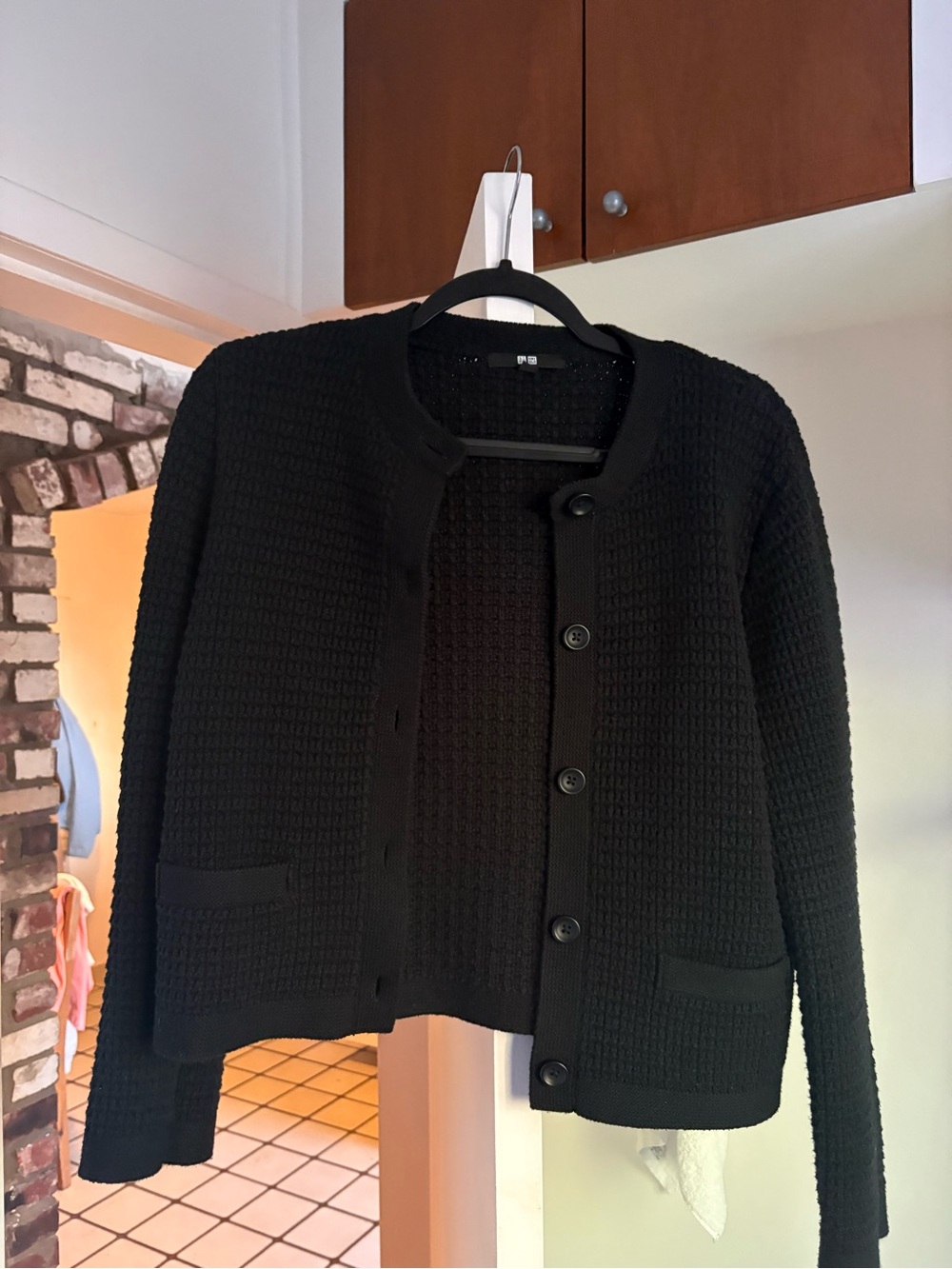 Uniqlo Black Textured Button-Front Cardigan